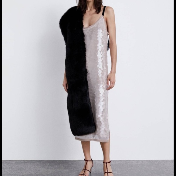white sequin dress zara
